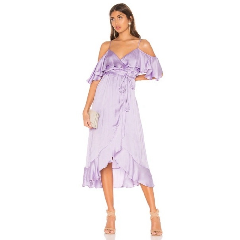 REVOLVE BARDOT BEA WRAP DRESS LILAC PURPLE